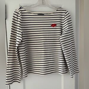 J. Crew Navy and White Striped Top